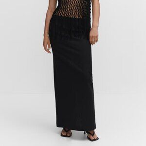 NWT Mango Black Maxi Long Skirt with Slit 6